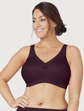 Glamorise Magiclift Active Support Bra Wire-free Full Figure Size 40L- Wine
